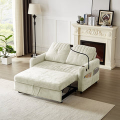 Bellemave® 53.9" Modern Loveseat Pull - out Sofa Bed with Adjustable Backrest, Two Cup Holders , a Phone Holder, Three Charging Ports and Side Storage Pockets - Bellemave