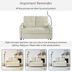 Bellemave® 53.9" Modern Loveseat Pull - out Sofa Bed with Adjustable Backrest, Two Cup Holders , a Phone Holder, Three Charging Ports and Side Storage Pockets - Bellemave