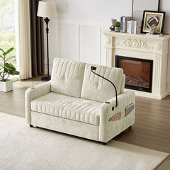 Bellemave® 53.9" Modern Loveseat Pull - out Sofa Bed with Adjustable Backrest, Two Cup Holders , a Phone Holder, Three Charging Ports and Side Storage Pockets - Bellemave