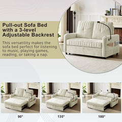 Bellemave® 53.9" Modern Loveseat Pull - out Sofa Bed with Adjustable Backrest, Two Cup Holders , a Phone Holder, Three Charging Ports and Side Storage Pockets - Bellemave