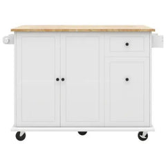 Bellemave® 53.9" Width Rolling Kitchen Cart on Wheels with Internal Storage Rack and 3 Tier Pull Out Cabinet Organizer,with Spice Rack - Bellemave