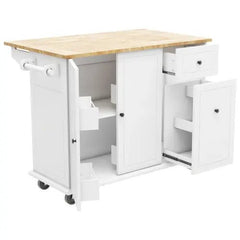 Bellemave® 53.9" Width Rolling Kitchen Cart on Wheels with Internal Storage Rack and 3 Tier Pull Out Cabinet Organizer,with Spice Rack - Bellemave