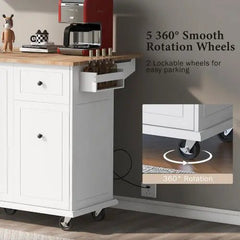 Bellemave® 53.9" Width Rolling Kitchen Cart on Wheels with Internal Storage Rack and 3 Tier Pull Out Cabinet Organizer,with Spice Rack - Bellemave