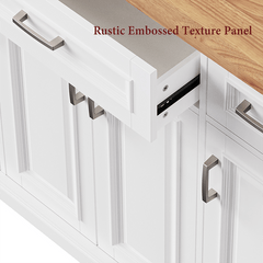 Bellemave® 54" Large Kitchen Island on 4 Wheels with Rubber Wood Drop Leaf, 4 Doors and 3 Drawers - Bellemave