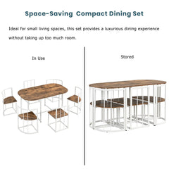 Bellemave® 55" 7 - Piece Dining Table Set with Faux Marble Kitchen Table - Bellemave