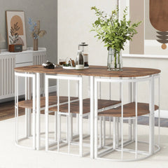 Bellemave® 55" 7 - Piece Dining Table Set with Faux Marble Kitchen Table - Bellemave
