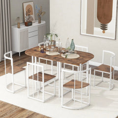 Bellemave® 55" 7 - Piece Dining Table Set with Faux Marble Kitchen Table - Bellemave