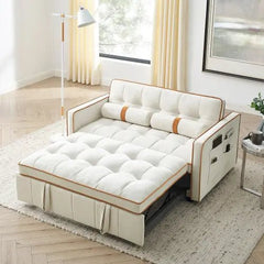 Bellemave® 55.5" Modern Pull Out Sleep Sofa Bed 2 Seater Loveseats Sofa Couch with side pockets, Adjsutable Backrest and Lumbar Pillows - Bellemave