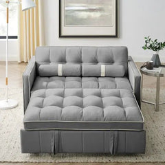 Bellemave® 55.5" Modern Pull Out Sleep Sofa Bed 2 Seater Loveseats Sofa Couch with side pockets, Adjsutable Backrest and Lumbar Pillows - Bellemave