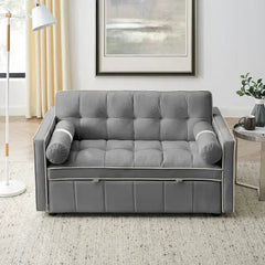 Bellemave® 55.5" Modern Pull Out Sleep Sofa Bed 2 Seater Loveseats Sofa Couch with side pockets, Adjsutable Backrest and Lumbar Pillows - Bellemave