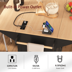 Bellemave® 55.7" Large Kitchen Island on 5 Wheels with 2 Drop Leaf,Power Outlet, Spice,Towel Rack,3 Drawers - Bellemave