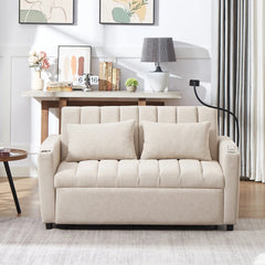 Bellemave® 55.9" Convertible Sofa Bed with Three USB Ports, Two Side Pockets, Two Cup Holders and 360°Swivel Phone Holder - Bellemave