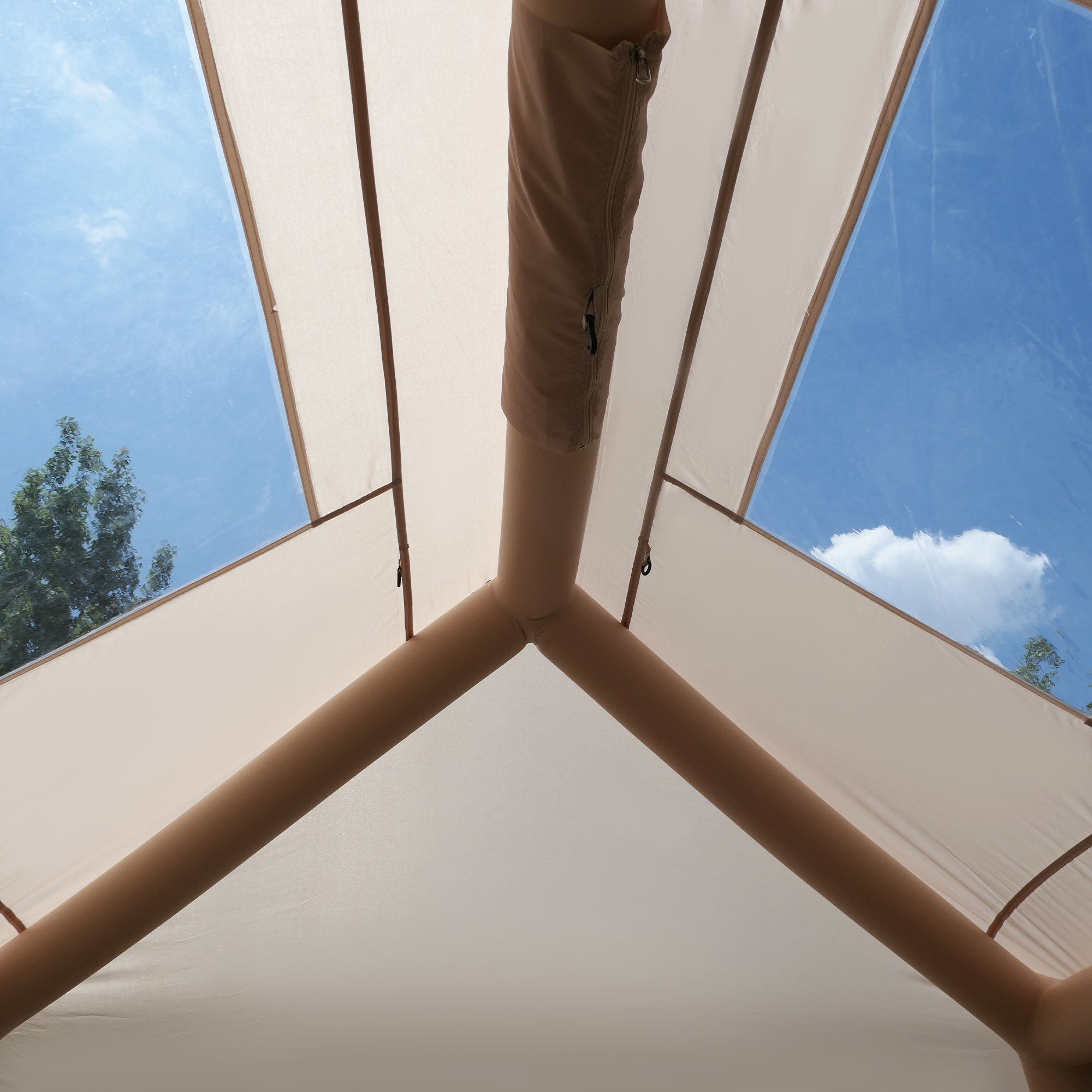 Bellemave® 5.72m ² Inflatable Camping Tent, Easy Setup, Windproof Outdoor Cotton Tent with Stove Jack & Mesh Windows & Pump - Bellemave