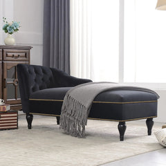 Bellemave® 58" Velvet Chaise Lounge,Button Tufted Right Arm Facing Lounge Chair with Nailhead Trim & Solid Wood Legs - Bellemave