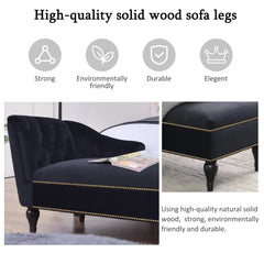 Bellemave® 58" Velvet Chaise Lounge,Button Tufted Right Arm Facing Lounge Chair with Nailhead Trim & Solid Wood Legs - Bellemave