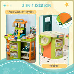 Bellemave® 58Pcs Grocery Store Pretend Play Kids Trolley with Cash Register Stand - Bellemave