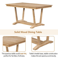 Bellemave® 59" Rustic 5 - piece Dining Table Set with 4 Upholstered Chairs - Bellemave