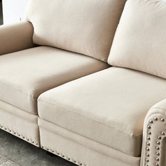 Bellemave® 59.5" Linen Fabric Upholstery with Storage Loveseat - Bellemave