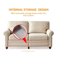 Bellemave® 59.5" Linen Fabric Upholstery with Storage Loveseat - Bellemave