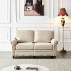 Bellemave® 59.5" Linen Fabric Upholstery with Storage Loveseat - Bellemave