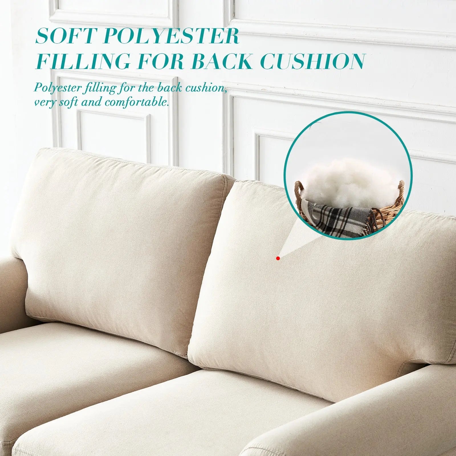 Bellemave® 59.5" Linen Fabric Upholstery with Storage Loveseat - Bellemave