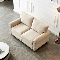 Bellemave® 59.5" Linen Fabric Upholstery with Storage Loveseat - Bellemave