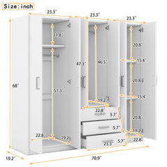 Bellemave® 6 - Doors Wooden Wardrobe Storage with Big Drawers - Bellemave