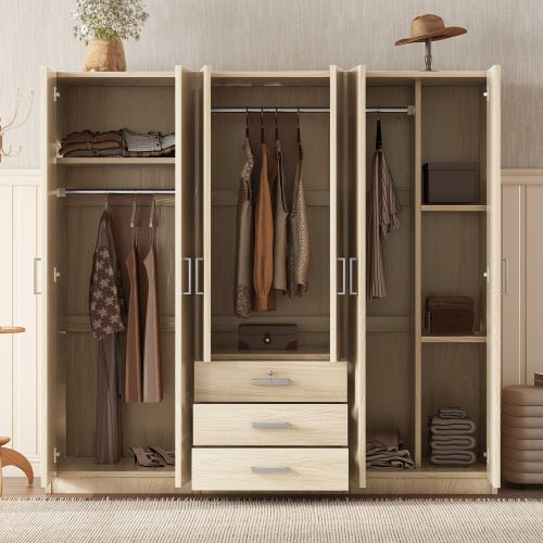 Bellemave® 6 - Doors Wooden Wardrobe Storage with Big Drawers - Bellemave