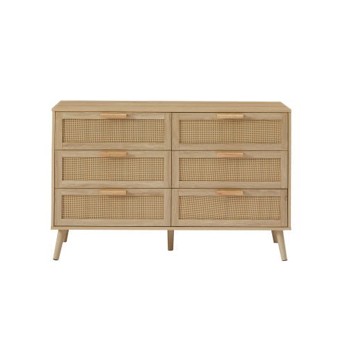 Bellemave® 6 Double Dresser with Rattan Drawers - Bellemave