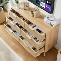 Bellemave® 6 Double Dresser with Rattan Drawers - Bellemave