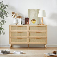 Bellemave® 6 Double Dresser with Rattan Drawers - Bellemave