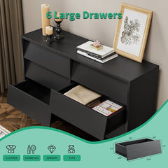 Bellemave® 6 Drawer Double Dresser Features Vintage - style and Bevel Design - Bellemave