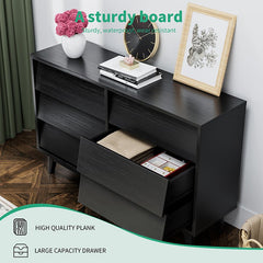 Bellemave® 6 Drawer Double Dresser Features Vintage - style and Bevel Design - Bellemave