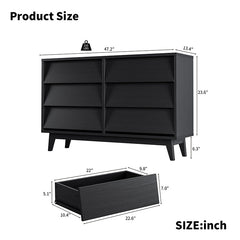 Bellemave® 6 Drawer Double Dresser Features Vintage - style and Bevel Design - Bellemave