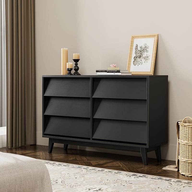 Bellemave® 6 Drawer Double Dresser Features Vintage - style and Bevel Design - Bellemave
