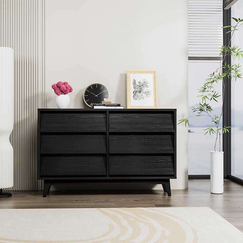 Bellemave® 6 Drawer Double Dresser Features Vintage-style and Bevel De Bellemave® 6 Drawer Double Dresser Features Vintage-style and Bevel De