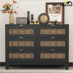 Bellemave® 6 - Drawer Farmhouse Storage Cabinet | Rustic Wood - Bellemave