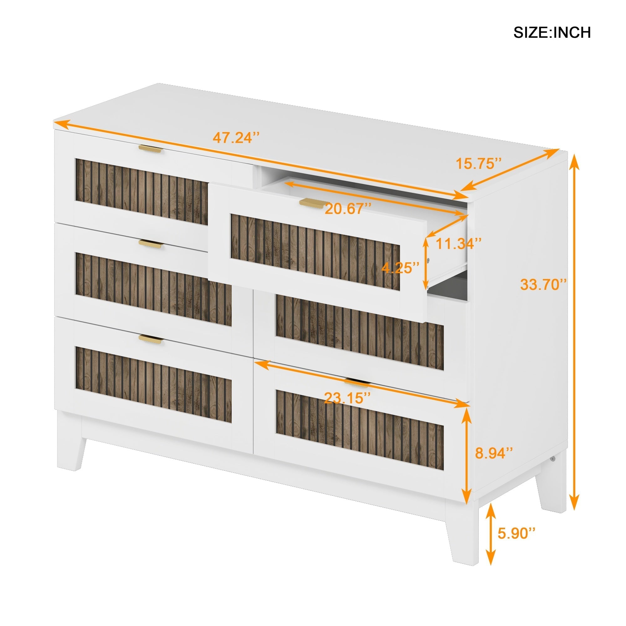 Bellemave® 6 - Drawer Farmhouse Storage Cabinet | Rustic Wood - Bellemave