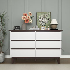 Bellemave® 6 - Drawer Wood Double Dresser with Wide Drawers - Bellemave