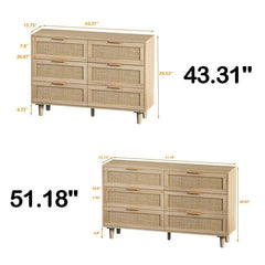 Bellemave® 6 Drawers Rattan Storage Cabinet Rattan Drawer - Bellemave