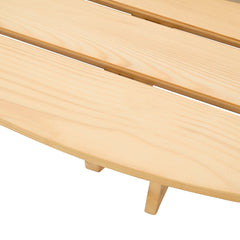 Bellemave® 6 Person Round Wooden Picnic Table with 3 Built - in Benches & Umbrella Hole - Bellemave