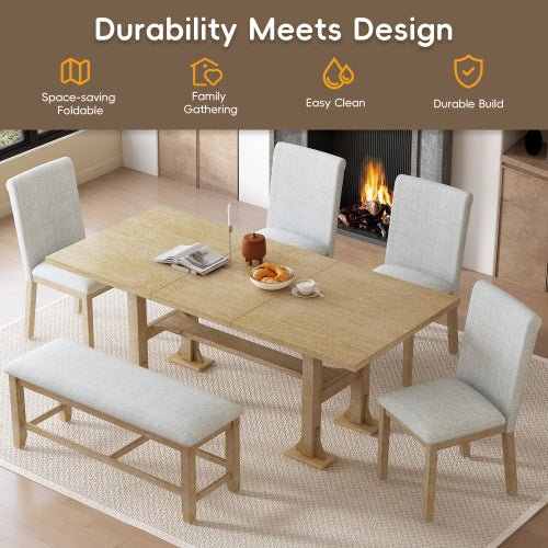 Bellemave® 6 - Piece Extendable Dining Table Set with Upholstered Dining Chair and Bench - Bellemave