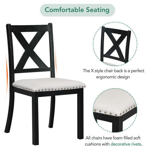 Bellemave® 6 - Piece Extendable Dining Table with Footrest, 4 Upholstered Dining Chairs and Dining Bench - Bellemave