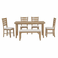 Bellemave® 6 - Piece Rustic Wood Dining Set, Dining Room Table and Chairs with Bench - Bellemave