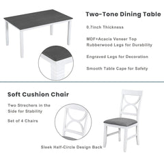 Bellemave® 6 - Piece Wood Dining Table Set Kitchen Table Set with Upholstered Bench and 4 Dining Chairs - Bellemave