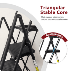 Bellemave® 6 Step Ladder, Folding Step Stool with Wide Anti - Slip Pedal, Sturdy Steel Ladder, Convenient Handrail, Lightweight, Portable Steel Step Stool - Bellemave