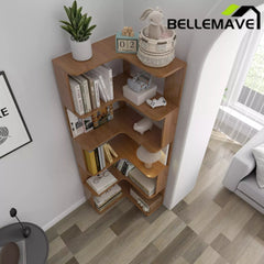 Bellemave® 6 Tier Corner Bookshelf, Industrial L Shaped Bookcase with Anti-Drop Panel, Freestanding Wood Grain Shelf Display Rack Storage Organizer for Home Office - Bellemave