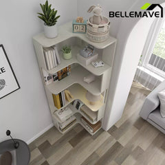Bellemave® 6 Tier Corner Bookshelf, Industrial L Shaped Bookcase with Anti-Drop Panel, Freestanding Wood Grain Shelf Display Rack Storage Organizer for Home Office - Bellemave