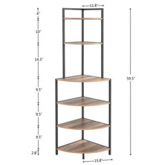 Bellemave® 6 - Tier Corner Open Bookcase - Bellemave