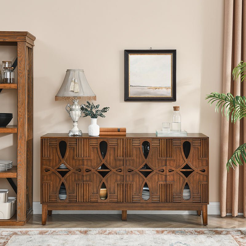 Bellemave® 60.5" Mid Century Modern Sideboard Buffet Cabinet with 4 Doors & Adjustable Shelves - Bellemave